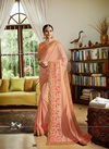 Peach Colour Colour Latest Fancy Collection Designer Heavy Embroidery Work Fancy Designer Blouse Saree Collection 4126